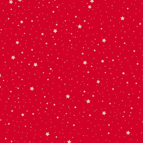 Hvězdy - Červená - 100% bavlna 