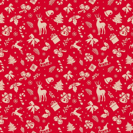 Zvířata - Červená - 100% bavlna 