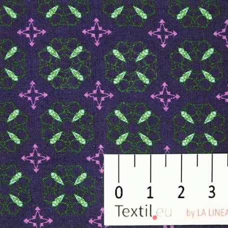 Ornamenty - Fialová, Zelená - 100% bavlna 