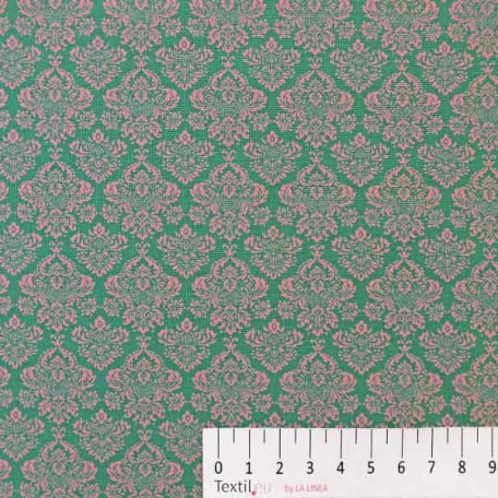 Ornamenty - Zelená, Růžová - 100% bavlna 
