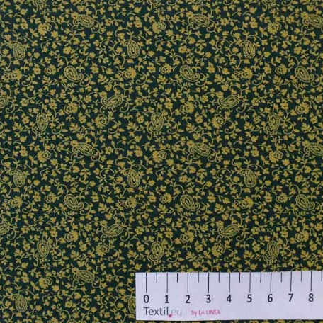 Flowers - Green, Yellow - 100% cotton 