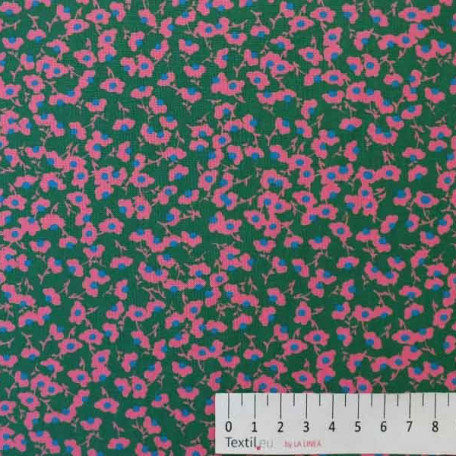 Flowers - Green, Pink - 100% cotton 