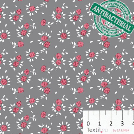 Flowers - Grey - 100% cotton 