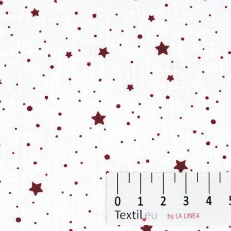 Stars, Dots - Burgundy - 100% cotton 