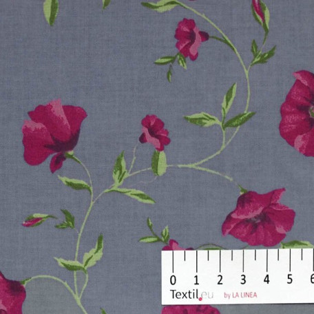 Květiny - Šedá - 100% bavlna 