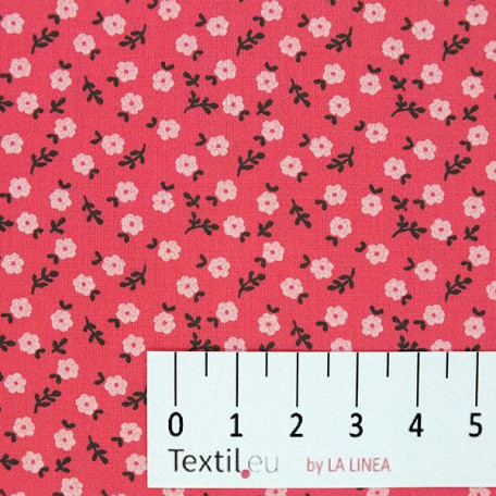 Květiny - Červená - 100% bavlna 