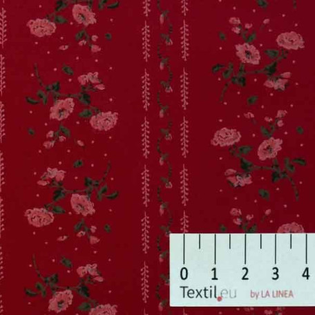 Květiny - Červená - 100% bavlna 