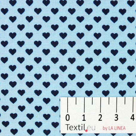 Hearts - Blue - 100% cotton 