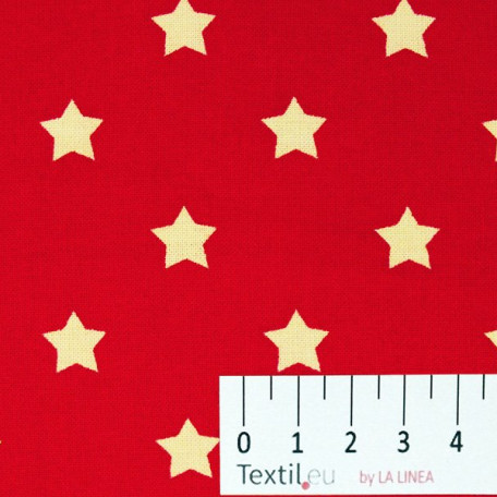 Hvězdy - Červená - 100% bavlna 