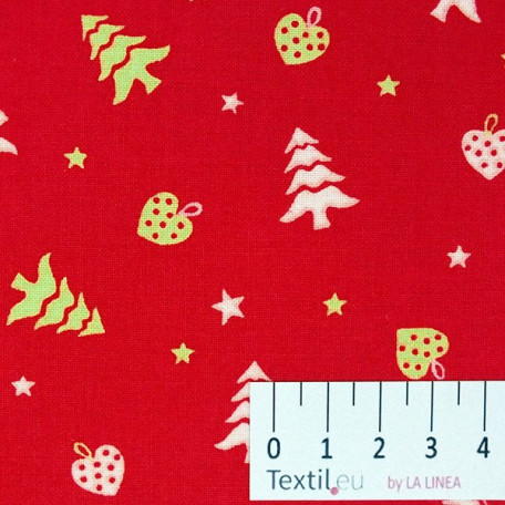 Vánoce - Bavlněné plátno - Červená - 100% bavlna 