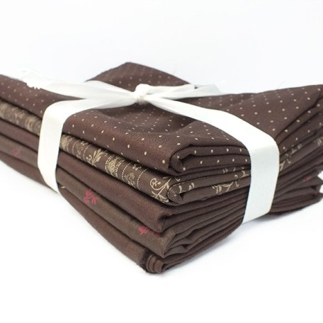 Mix - 5 designs, each 50 cm in full width to 150 cm - Brown - 100% cotton 