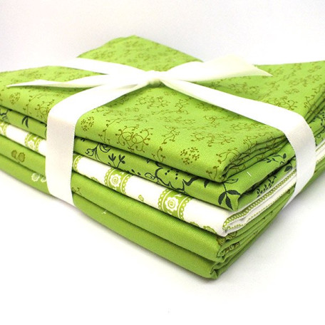Mix - 5 designs, each 50 cm in full width to 150 cm - Green - 100% cotton 