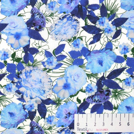 Flowers - Blue - 100% cotton 