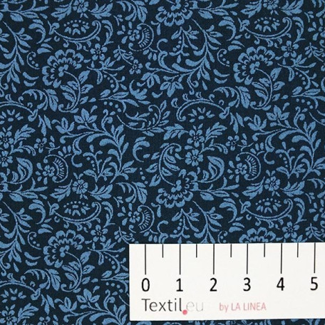 Květiny - Modrá - 100% bavlna 
