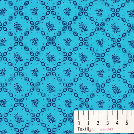 Abstract, Ornaments - Blue - 100% cotton 