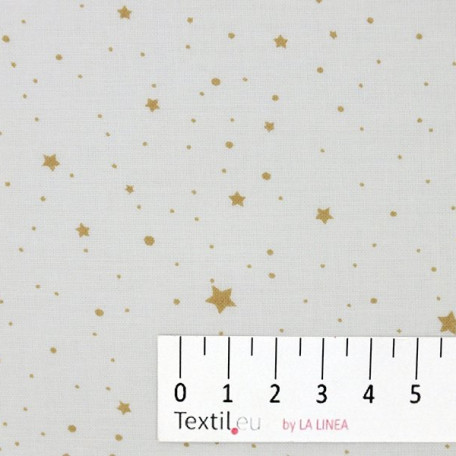 Hvězdy, Vánoce - Bavlněné plátno - Bílá, Béžová - 100% bavlna 