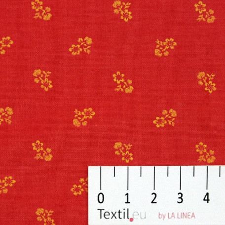 Květiny - Bavlněné plátno - Červená - 100% bavlna 