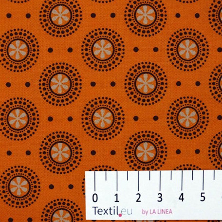 Ornamenty, Puntíky - Oranžová - 100% bavlna 