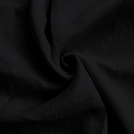Solid colour - Black - 100% linen 