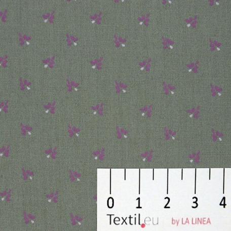 Flowers - Cotton Sateen - Grey, Violet - 100% cotton 