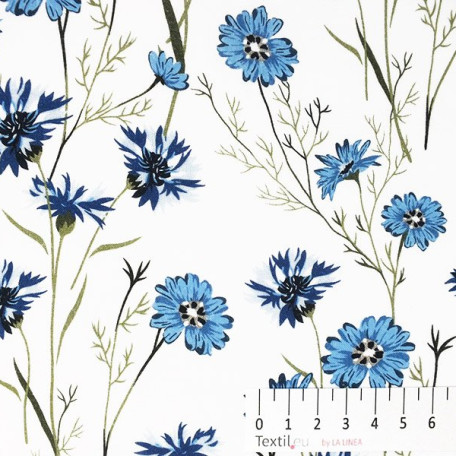 Flowers - Cotton plain - Blue - 100% cotton 