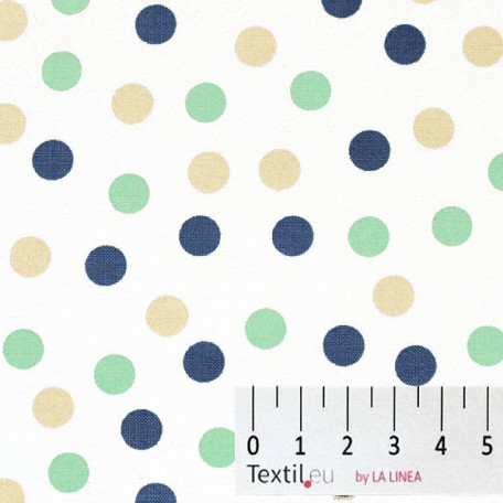 Dots - Cotton plain - Green, Blue - 100% cotton 
