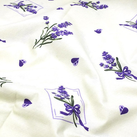 Blumen  - Kretonne - ACRYLAT-beschichtet, matt - Violett , Beige  - 100% Baumwolle/100% ACRYL 