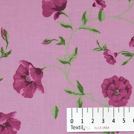 Květiny - Bavlněné plátno - Růžová - 100% bavlna 