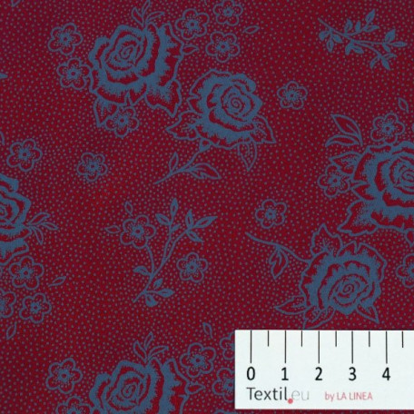 Kwiaty  - Satyna bawełniana - Czerwony  - 100% bawełna  