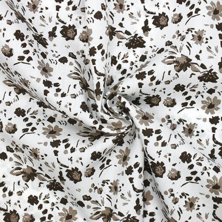 Flowers - Linen plain - Brown - 100% linen 