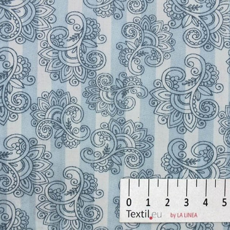 Stripes, Flowers - Cotton Sateen - Grey - 100% cotton 