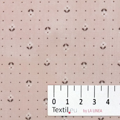 Flowers, Dots - Cotton Sateen - Pink - 100% cotton 