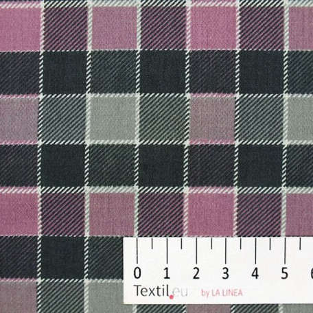 Checks - Cotton Sateen - Grey, Pink - 100% cotton 