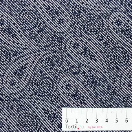Ornamenty - Bavlněný satén - Modrá - 100% bavlna 