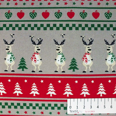 Vánoce, Zvířata - Bavlněné plátno - Hnědá - 100% bavlna 
