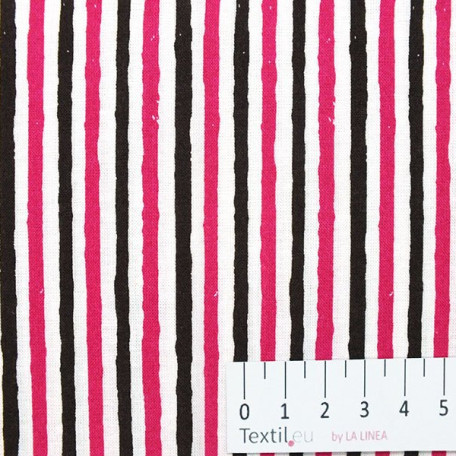 Stripes - Cotton plain - Pink, Brown - 100% cotton 