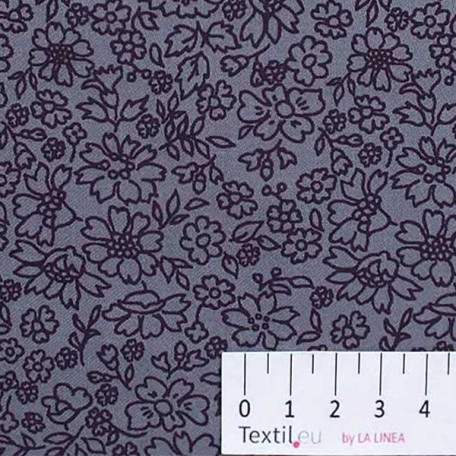Flowers - Cotton Sateen - Grey - 100% cotton 