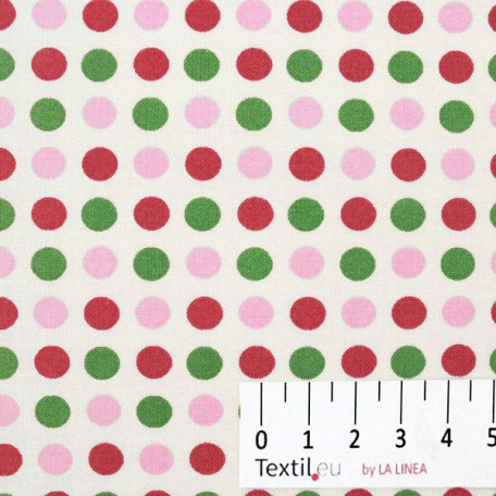 Dots - Cotton plain - Pink, Green - 100% cotton 
