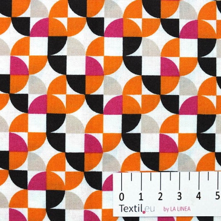 Abstraktní - Bavlněné plátno - Oranžová, Hnědá - 100% bavlna 