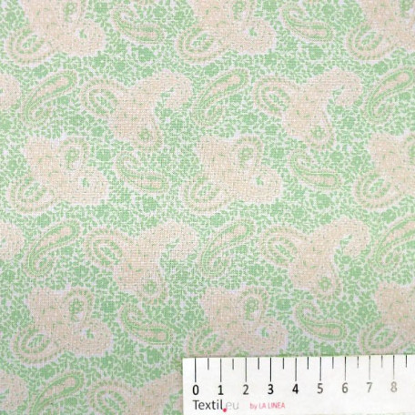 Ornamenty - Bavlněné plátno - Zelená, Béžová - 100% bavlna 