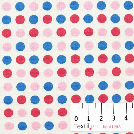 Dots - Cotton plain - Blue, Pink - 100% cotton 