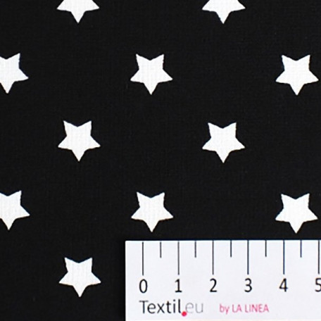 Hvězdy - Bavlněné plátno - Povrstvené PVC - Černá - 100% bavlna/100% PVC 