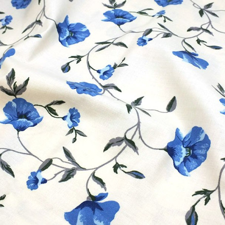 Flowers - Plain - ACRYLAT coated, matt - Blue, Green - 100% cotton/100% ACRYL 