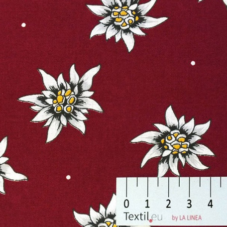 Flowers - Cotton plain - Red - 100% cotton 