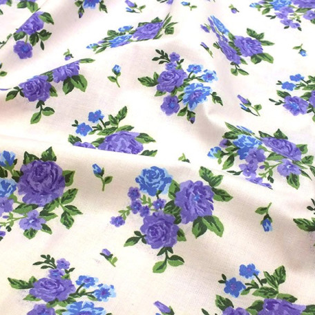 Blumen  - Kretonne - ACRYLAT-beschichtet, matt - Violett , Blau  - 100% Baumwolle/100% ACRYL 