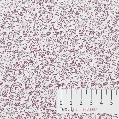 Flowers - Elastic poplin - Burgundy - 97% cotton/3% elastan 