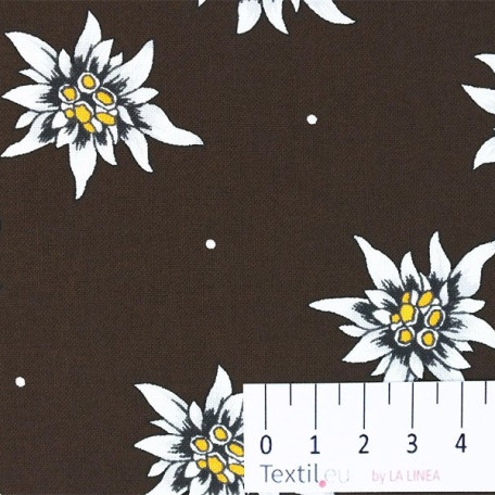 Kwiaty  - Płótno bawełniane  - Brązowy  - 100% bawełna  