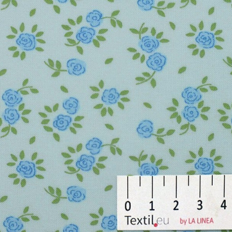 Květiny - Bavlněné plátno - Modrá - 100% bavlna 