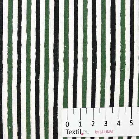 Paski - Płótno bawełniane  - Zielony , Szary  - 100% bawełna  