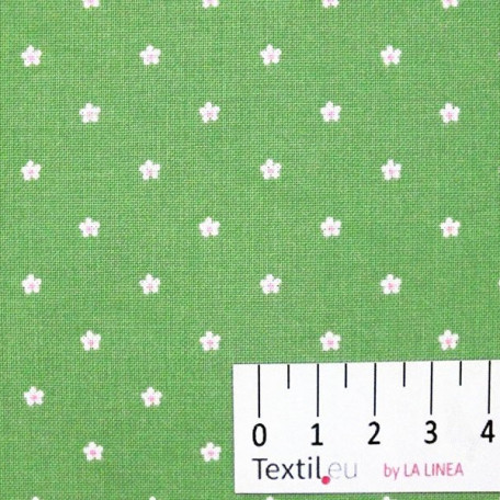 Fiori  - Tela in cotone  - Verde  - 100% cotone  